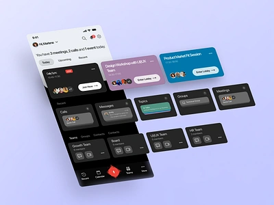 AI-powered Collaboration Mobile App for Teams app calendar carousel clean design ios meet meeting microsoft mobile pixel schedule session teams ui zoom
