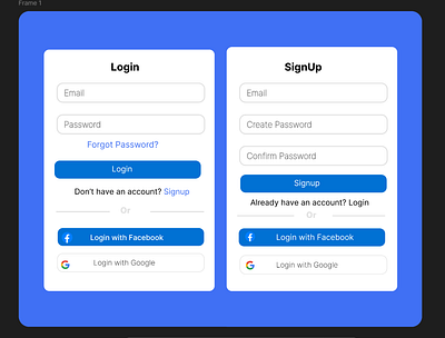 Sign Up and Login Module screen ui ui of login ux