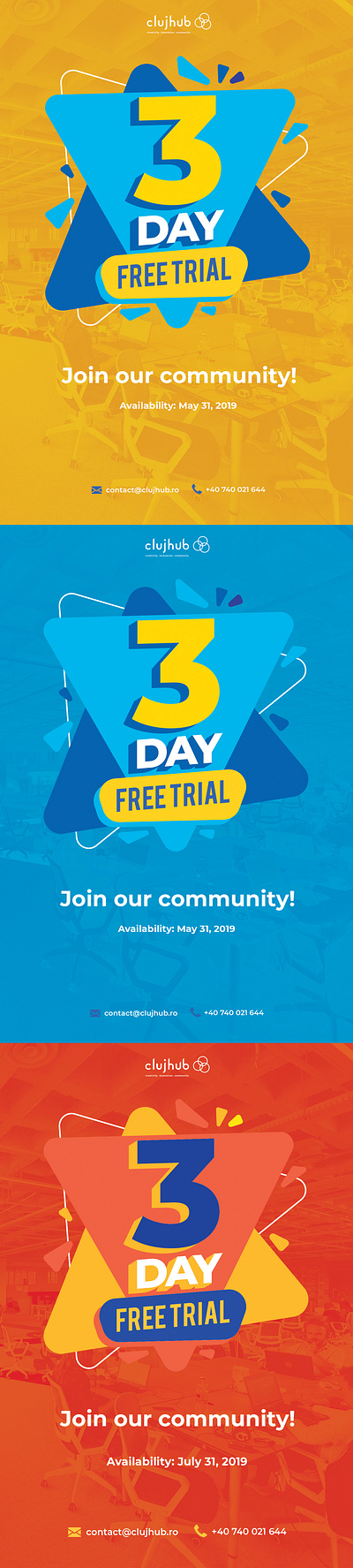 ClujHub "3 Day Free Trial" - Corporate FLYER artwork business corporate flyer graphic design print