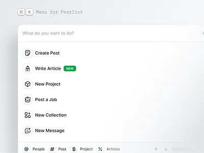 ⌘K — Command K Menu command k hotkey keyboard shortcuts product design ui usability