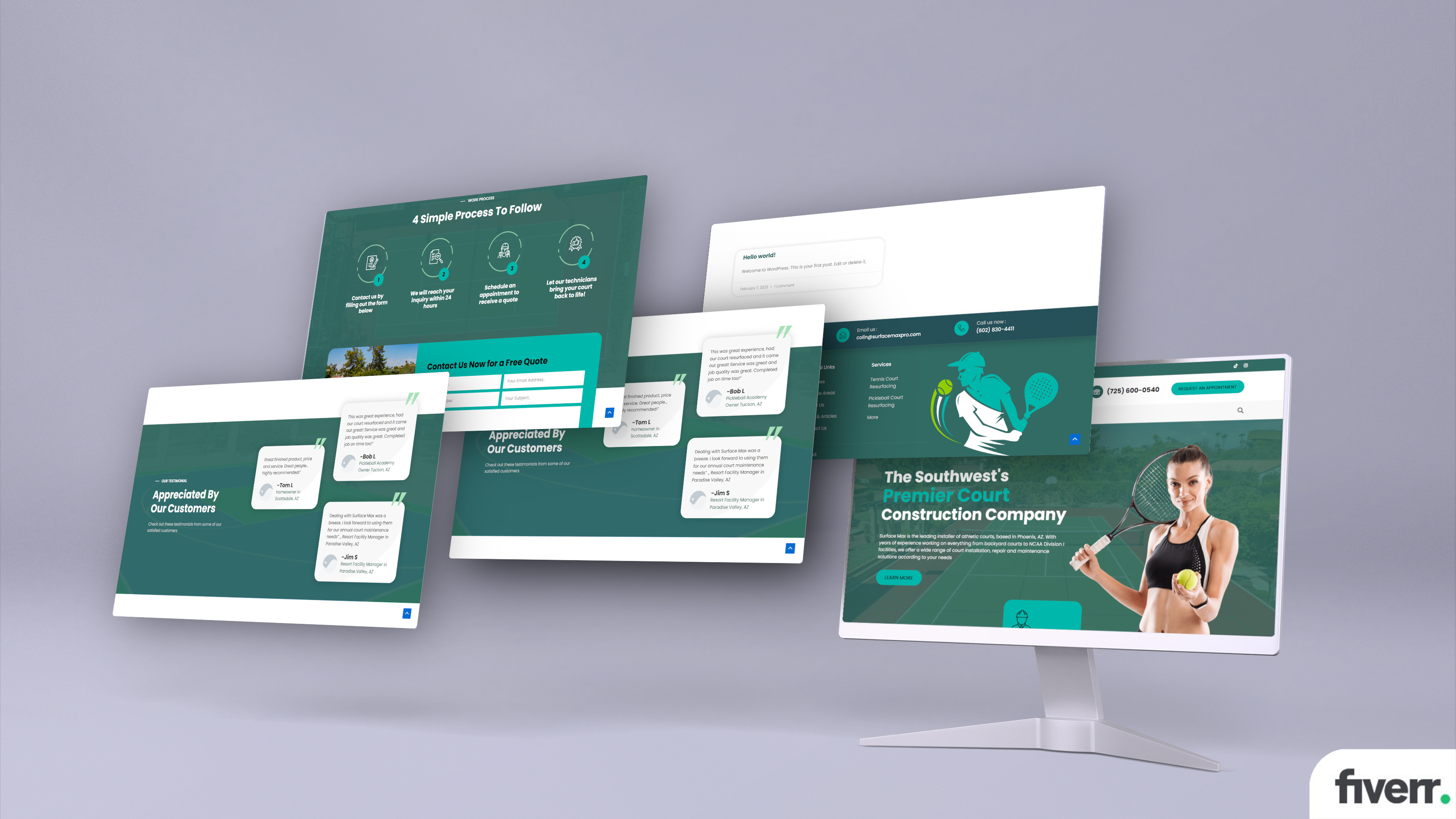Surface Max - Athletic Court Construction and Resurfacing branding ui web deve wordpress development
