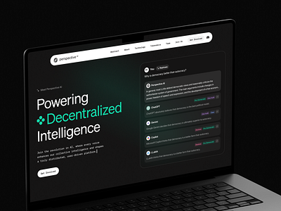 Perspective AI. Decentralized AI Startup Website ai assistant chatgpt generated gpt model llm midjourney product design typography ui ux web design website