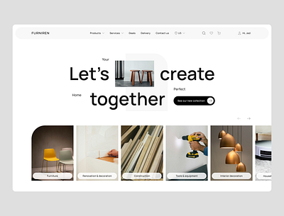 Modern Furniture E-commerce Website - Furniren clean e commerce design ecommerce ecommerce website furniture store furniture website design marketplace minimalist modern online store product card shop sofa store shop ui ux web web design