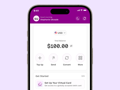 Fintech Home Screen fintech product design ui ux