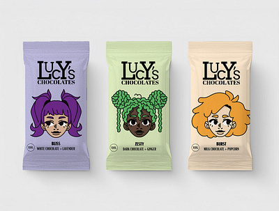 Lucy's Chocolate - Packaging colorful digital illustration graphic design illustration illustration art packaging