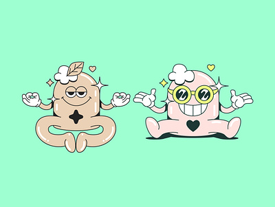 Characters for the "Fling" gummies brand branding cartoon character chill gummies happy health illustration jelly logo mascot meditation zen