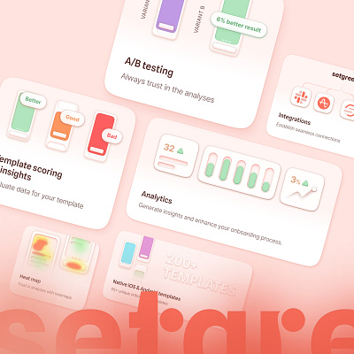 Setgreet Features Bento Card bento features integration landing page onboarding setgreet template testing ui walkthrough welcome screen