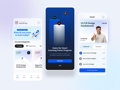 Online Course Mobile App app app design graphic design ios app learning app mobile ui design onlin online l ui ui ux design