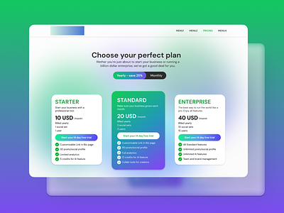 Pricing plans dailyui glass effect mesh gradient pricing pricing page ui ui challenge ux