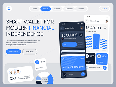 Online Wallet Concept crypto finance investment landing mobile page product sales ui wallet web