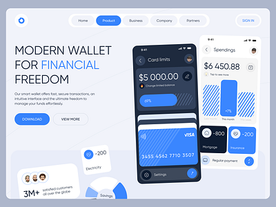 Online Wallet Concept crypto finance investment landing mobile page product sales ui wallet web