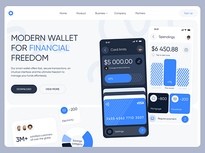 Online Wallet Concept crypto finance investment landing mobile page product sales ui wallet web