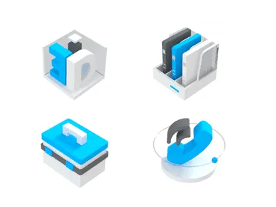 A set of 3D motion effect designs 3d blue gui icon ui 动效