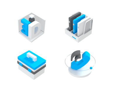 A set of 3D motion effect designs 3d blue gui icon ui 动效