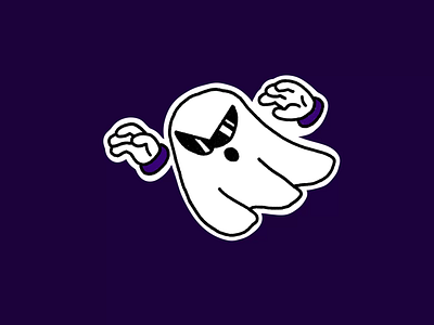 Boo 👻 animation boo branding design ghost graphic design halloween motion motion graphics purple retro rubberhose sticker white