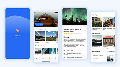 Sweden for you Travel Mobile App mobile app ui ui design ux design