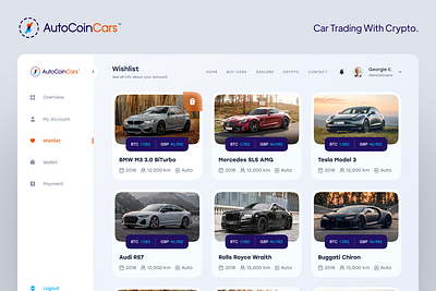 AutoCoinCars - Car Trading with Cryptocurrencies 3d branding graphic design ui