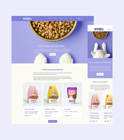 InterCat e-commerce website responsive design ui design ux design