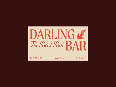 darling bar bar bird brand branding business card coaster design graphic design illustration lockup logo new york typography