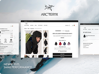 Arc'teryx - Product Page Redesign - WebDesign branding cart checkout product page redesign typography ui web design