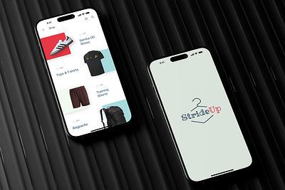 Sportswear Ecommerce Mobile App UI UX Design StrideUP app design easy navigation ecommerce design mobile design mobile shopping modern ui shopping interface sportswear shopping user friendly app ux design