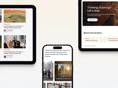 Web design for Carbon Removal Alliance - public non-profit org blog carbon carbon removal clean climate change design homepage imagery latest news minimal mockup non profit resources resources page sustainability ui uxui web design website website design