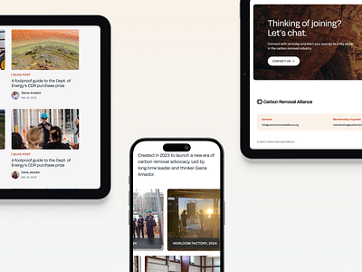 Web design for Carbon Removal Alliance - public non-profit org blog carbon carbon removal clean climate change design homepage imagery latest news minimal mockup non profit resources resources page sustainability ui uxui web design website website design