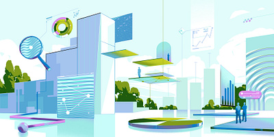 Mim 2d cityscape conceptual corporate digital editorial edward tuckwell folioart futuristic illustration infographic