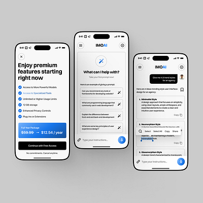 IMOAI - Your Intelligent AI Assistant design figma mobileapp ui uiux ux