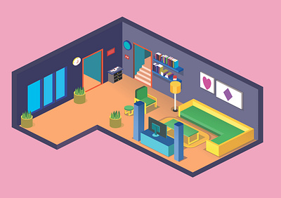 Isometric Living Room adobe illustrator affinity designer illustration isometric living room vector