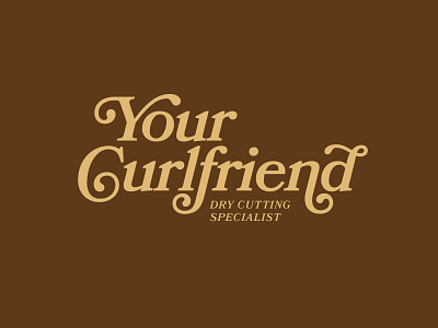 Your Curlfriend curly design dry cutting hair logo logotype swashes typography