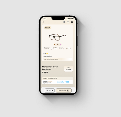 Eyewear E-Commerce UI ecommercedesign eyewearapp mobile application ui virtualtryon