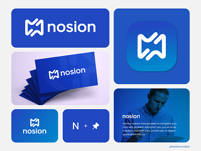 Nosion Note Logo Mark | Logo Design | Brand Identity Guidelines app logo brand guidelines brand identity branding corporate design graphic design icon identity lettermark logo logo design logo designer logotype mark minimal modern logo n logo note saas