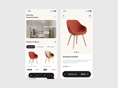 Furniture E-commerce App - Mobile App animation branding graphic design motion graphics ui