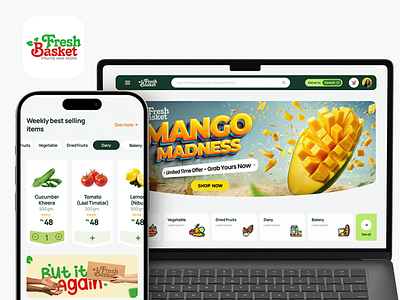 Fresh Basket Website Design landing page product ui website