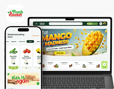 Fresh Basket Website Design landing page product ui website