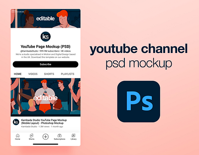 YouTube Channel Mockup (Mobile) - PSD Mockup design mockup mockup design photoshop psd template youtube youtube channel