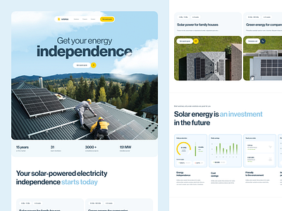 Solarius - home page branding green energy landing page logo photovoltaics solar solar energy ui ux visual identity webdesign website