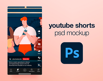 YouTube Shorts Photoshop Mockup (PSD) design mockup mockup design photoshop psd template youtube youtube shorts