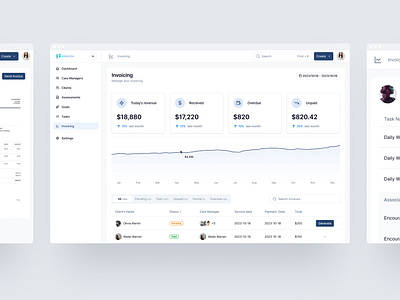 Invoicing flow for care management app app billing care healthcare invoicing management ui ui design web web app
