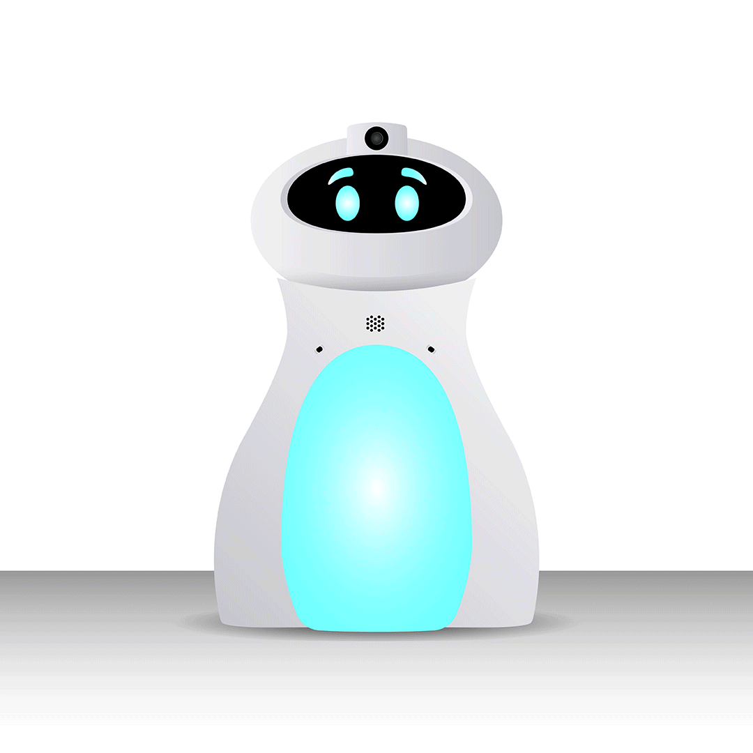 Minimal children's robot illustration android bot cartoon children cute education gradient kids learning mascot minimal oti oti bot robot school technology tecnology tts vector