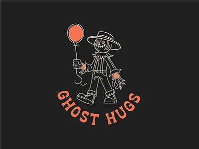 Ghost Hugs apparel balloon branding clothing brand design ghost graphic design halloween illustration line art logo merchandise sticker