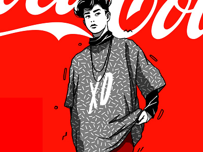 Coca Cola XO art artwork coca cola cola drawing editorial girl illustration package packaging