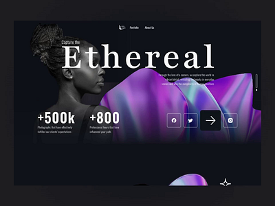 Ethereal - Photography Landing Page animation design website landing page ui uiux website