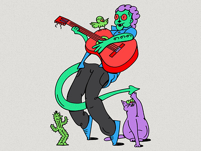 The Rhythm of Death acoustic cactus cat character dance death guitar monster music rock skull song zombie