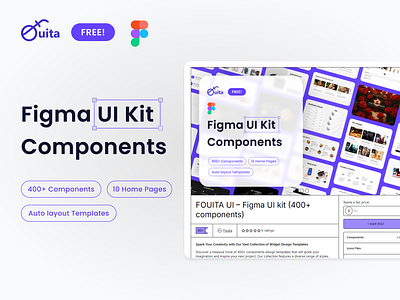 Fouita UI – Free Figma UI kit (400+ components) autolayout components figma landing page layout design librery prototype templates ui uikit uxui web comonents web design widgets wireframe