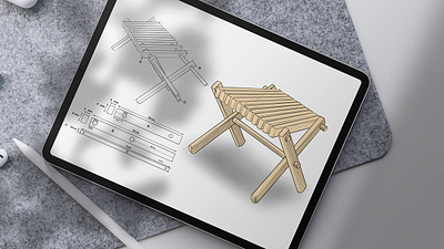 Stool Product Design 3d product 3d rendering modeling procreate product design sketch stool