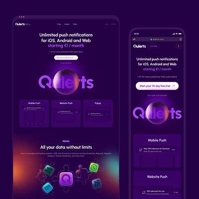 Qulerts Landing Page landing page qulerts ui