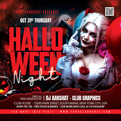 Halloween Party Flyer canva template club flyer club party costume party design event night flyer design flyer template halloween halloween costume halloween party halloween party flyer halloween week holiday instagram psd template pumpkin carving scary party spooky night spooky season