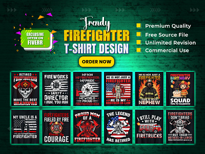 Firefighter T-Shirt Design Bundle. firefighter t shirt